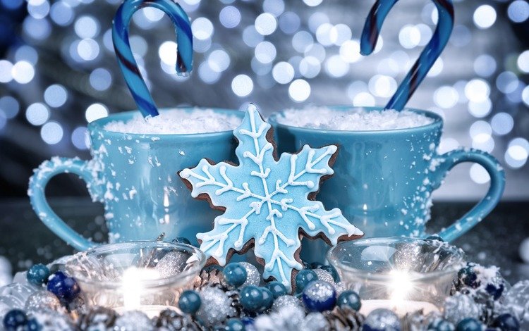 новый год, кружки, рождество, новогодние украшения, новогоднее печенье, new year, mugs, christmas, christmas decorations