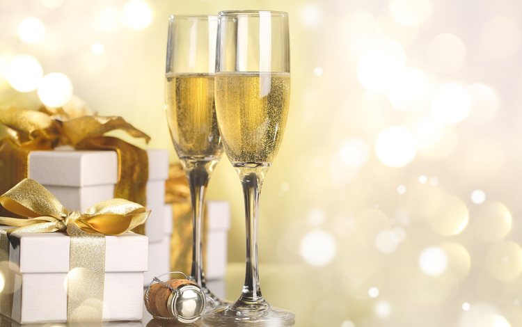 новый год, подарки, бокалы, праздник, шампанское, new year, gifts, glasses, holiday, champagne