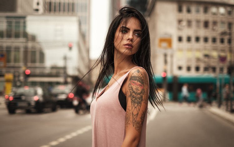 девушка, город, модель, волосы, татуировка, мартин кюн, marlen valderrama alvarez, girl, the city, model, hair, tattoo, martin kuhn, marlen alvarez valderrama