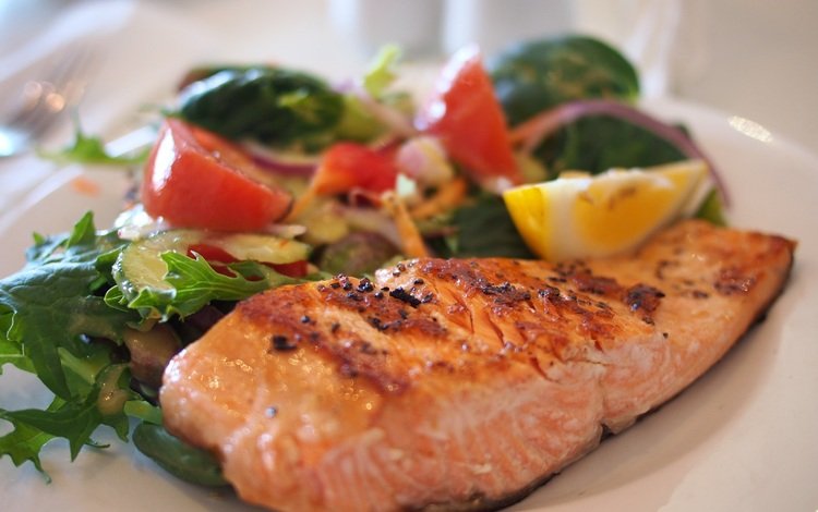 зелень, овощи, рыба, морепродукты, лосось, greens, vegetables, fish, seafood, salmon