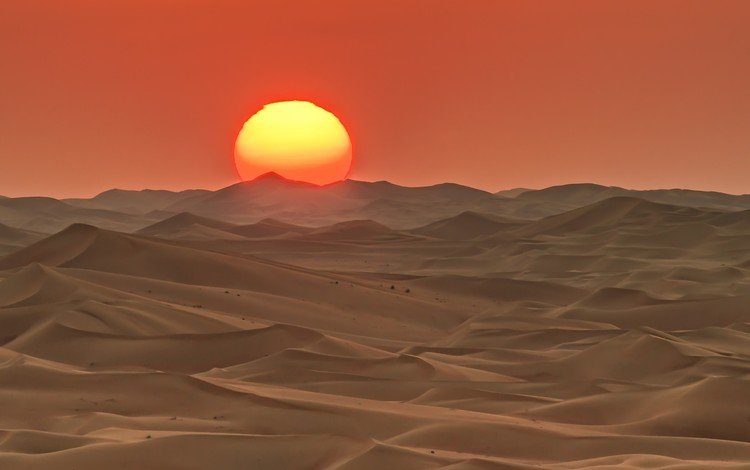 солнце, закат, пейзаж, пустыня, бархан, оаэ, абу-даби, закат в пустыне, the sun, sunset, landscape, desert, barkhan, uae, abu dhabi, sunset in the desert