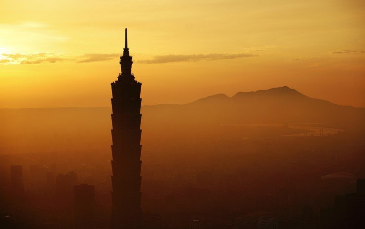 туман, город, дом, тайбэй, тайвань, небоскрёб, fog, the city, house, taipei, taiwan, skyscraper