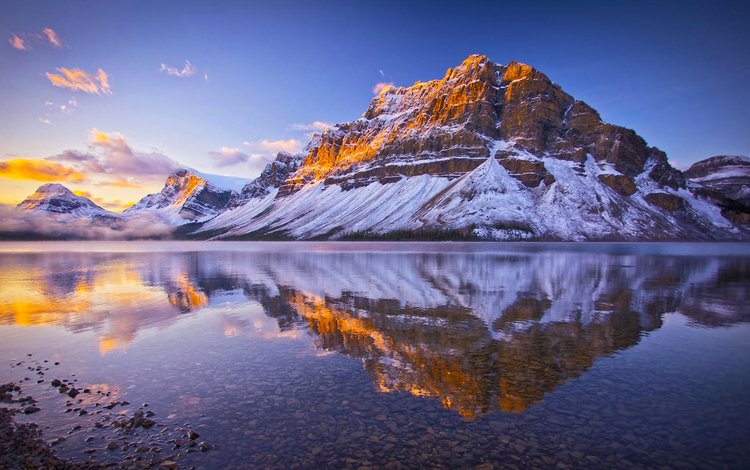 озеро, горы, природа, зима, отражение, lake, mountains, nature, winter, reflection