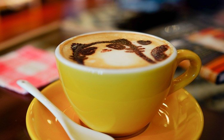 рисунок, кошка, кофе, чашка, пенка, латте, figure, cat, coffee, cup, foam, latte