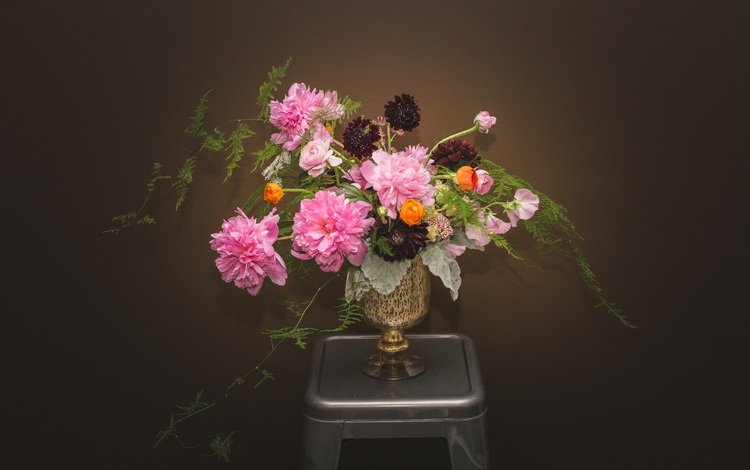 цветы, обои, фон, букет, ваза, пионы, flowers, wallpaper, background, bouquet, vase, peonies