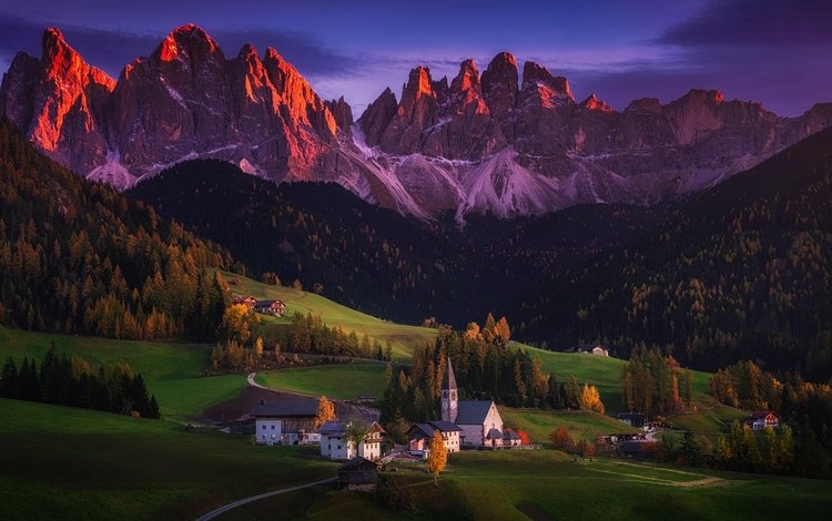 горы, осень, дома, италия, долина, альпы, mountains, autumn, home, italy, valley, alps
