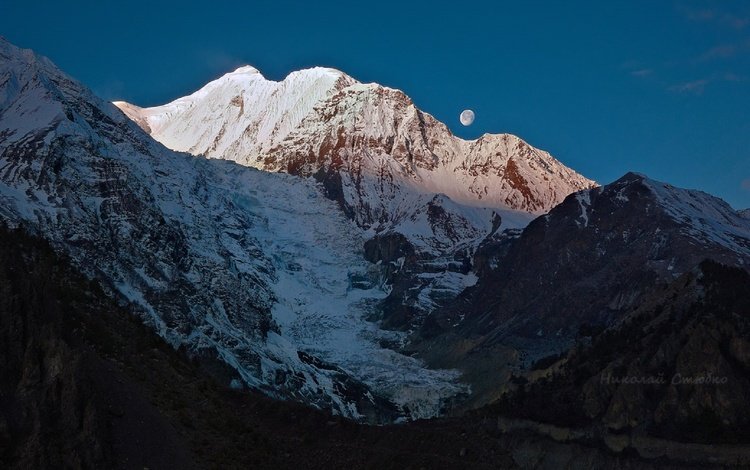 горы, ледник, гималаи, непал, гангапурна, николай стюбко, mountains, glacier, the himalayas, nepal, gangapurna, nikolai stupka