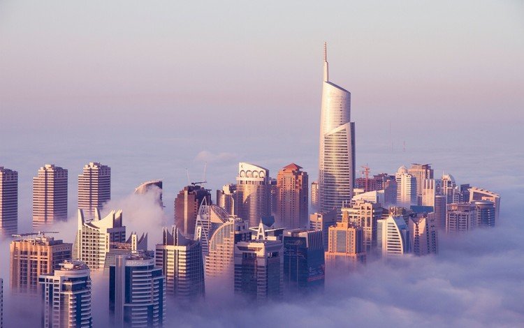 облака, город, дубаи, высотки, объединённые арабские эмираты, clouds, the city, dubai, skyscrapers, united arab emirates