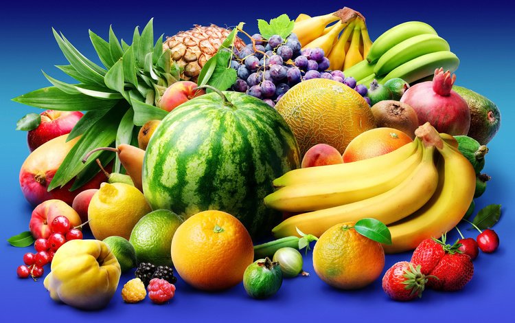 виноград, дыня, фрукты, клубника, арбуз, ягоды, апельсин, банан, ананас, grapes, melon, fruit, strawberry, watermelon, berries, orange, banana, pineapple