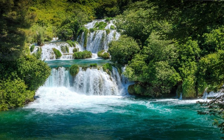деревья, вода, река, природа, лес, водопад, хорватия, trees, water, river, nature, forest, waterfall, croatia