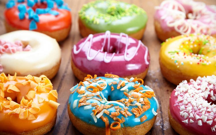 разноцветные, сладкое, пончики, выпечка, десерт, глазурь, посыпка, colorful, sweet, donuts, cakes, dessert, glaze, topping