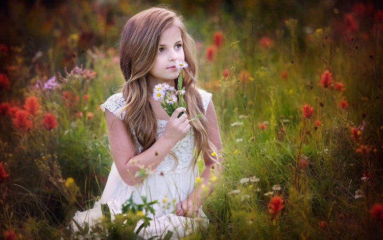 цветы, настроение, девочка, ребенок, полевые цветы, flowers, mood, girl, child, wildflowers