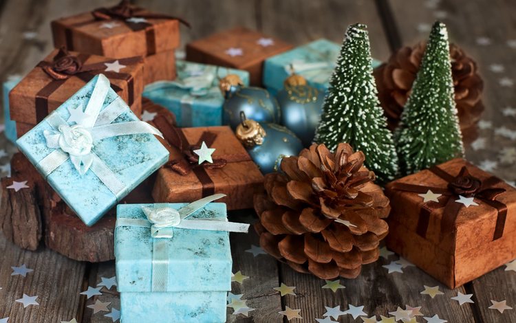 новый год, елка, подарки, звездочки, праздник, шишки, новогодние игрушки, конфетти, new year, tree, gifts, stars, holiday, bumps, christmas toys, confetti
