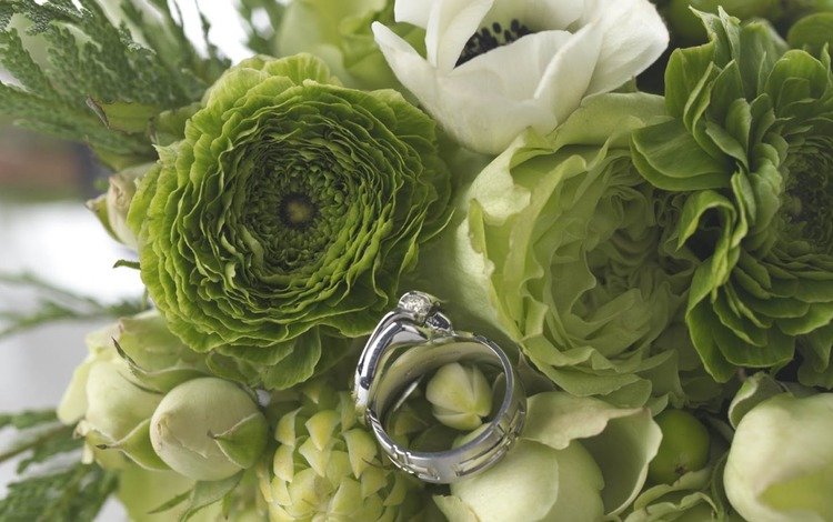 цветы, кольцо, букет, свадьба, праздник, ранункулюс, flowers, ring, bouquet, wedding, holiday, ranunculus