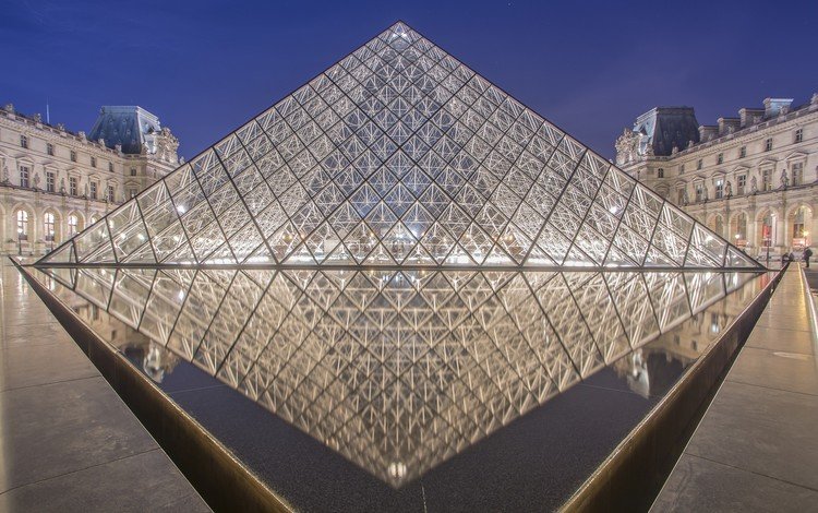 париж, пирамида, франция, лувр, музей, paris, pyramid, france, the louvre, museum