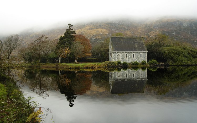 река, спокойствие, дом, ирландия, river, calm, house, ireland