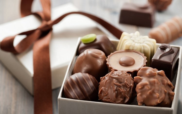 конфеты, шоколад, бантик, коробочка, ассорти, candy, chocolate, bow, box, cuts