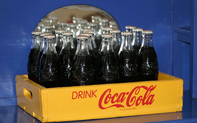 напиток, стекло, бутылки, кока-кола, ящик, кола, drink, glass, bottle, coca-cola, box, cola