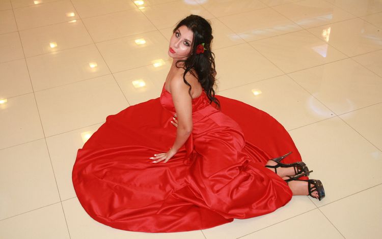 девушка, поза, взгляд, модель, красное платье, girl, pose, look, model, red dress