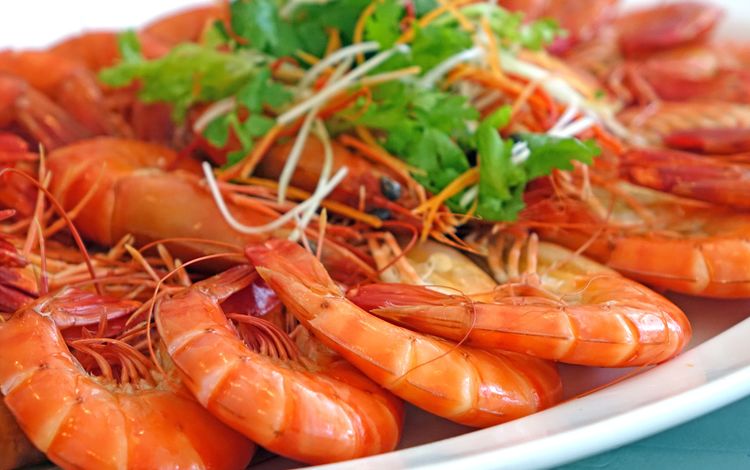зелень, морепродукты, креветки, greens, seafood, shrimp