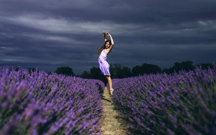 цветы, девушка, настроение, поле, лаванда, прыжок, танец, flowers, girl, mood, field, lavender, jump, dance