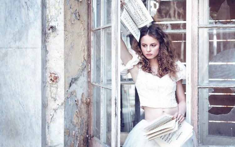 karina bratkowska, девушка, поза, ноты, взгляд, модель, лицо, окно, в белом, girl, pose, notes, look, model, face, window, in white