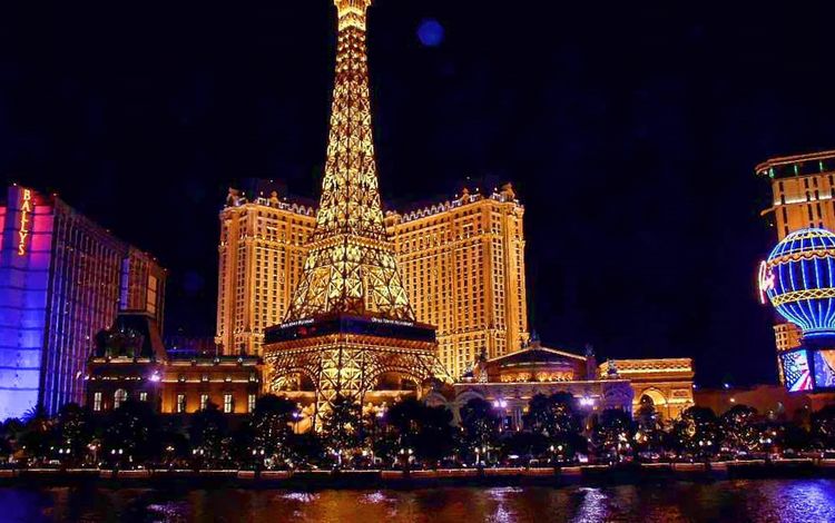 ночь, казино, париж, архитектура, памятник, лас-вегас, освещение, night, casino, paris, architecture, monument, las vegas, lighting