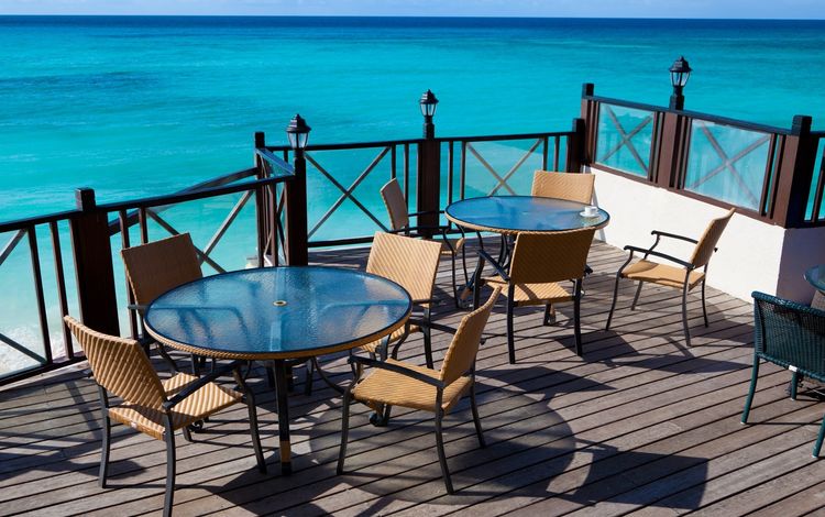 море, кафе, столы, стулья, sea, cafe, tables, chairs