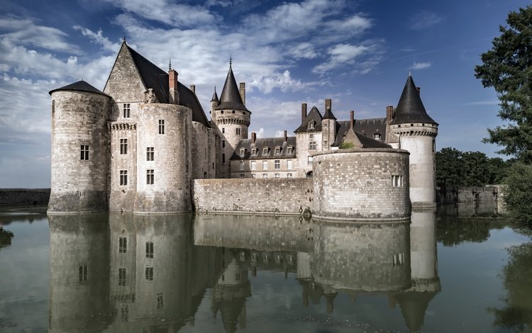 небо, замок, франция, chateau de sully sur loire, замок сюлли-сюр-луар, сюлли-сюр-луар, the sky, castle, france, the castle of sully-sur-loire, sully-sur-loire