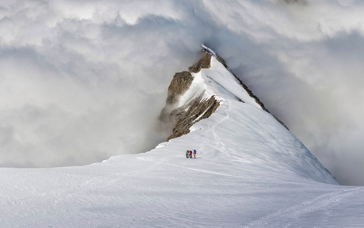 снег, гора, швейцария, альпинисты, snow, mountain, switzerland, climbers