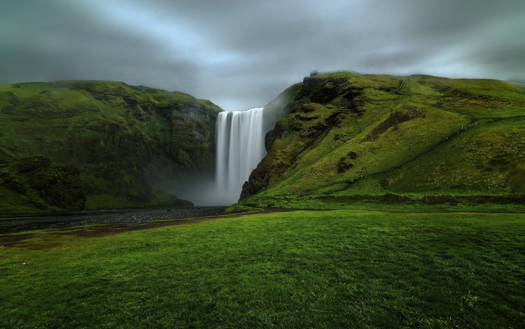 река, природа, водопад, исландия, скоугафосс, etienne ruff, river, nature, waterfall, iceland, skogafoss