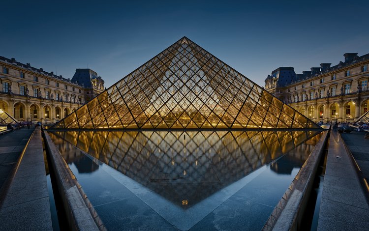 отражение, париж, пирамида, франция, лувр, reflection, paris, pyramid, france, the louvre