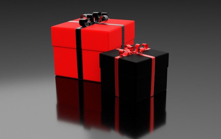 подарки, черный, красный, ленты, коробки, gifts, black, red, tape, box
