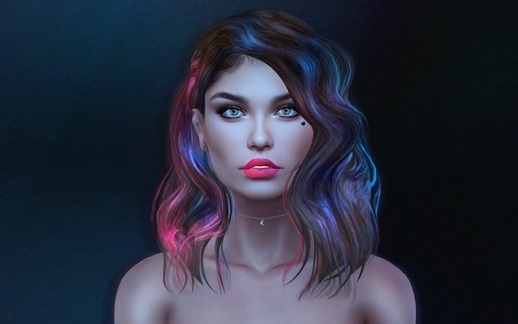 девушка, фон, волосы, лицо, помада, girl, background, hair, face, lipstick