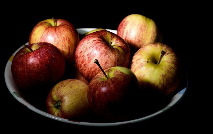 еда, фрукты, яблоки, черный фон, плоды, food, fruit, apples, black background