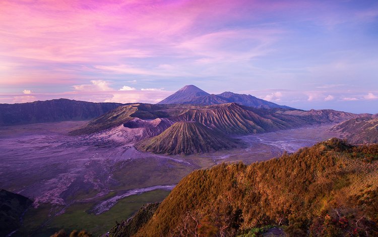 горы, природа, пейзаж, вулкан, индонезия, ява, mountains, nature, landscape, the volcano, indonesia, java