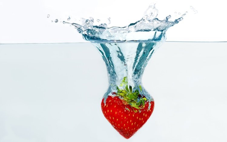 вода, капли, ягода, клубника, брызги, всплеск, water, drops, berry, strawberry, squirt, splash