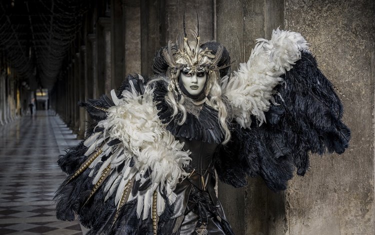 маска, перья, костюм, карнавал, mask, feathers, costume, carnival