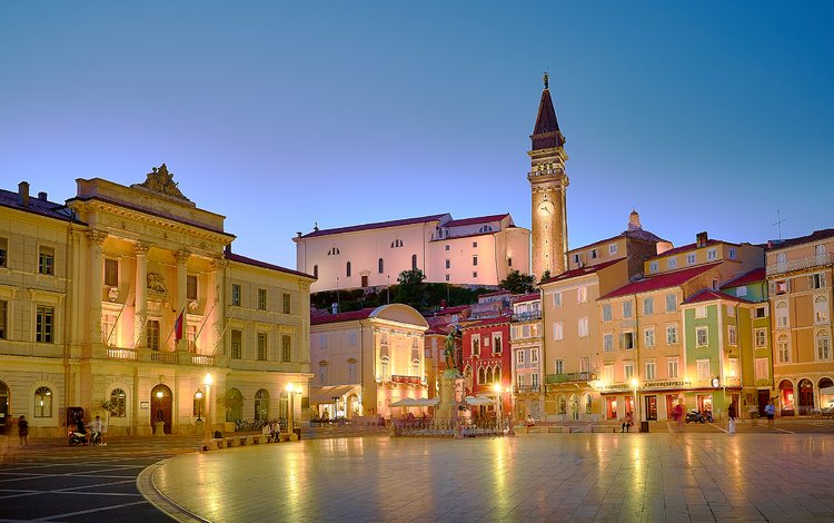 город, дома, площадь, словения, пиран, the city, home, area, slovenia, piran