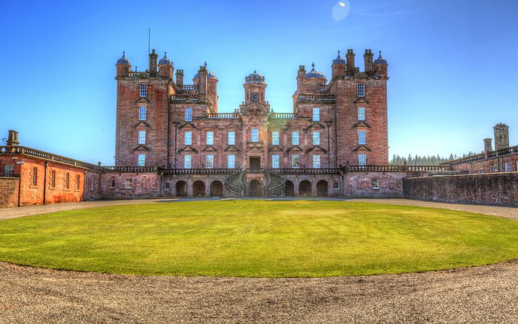 замок, великобритания, шотландия, газон, замок драмланриг, drumlanrig castle, castle, uk, scotland, lawn, lock dramlanrig