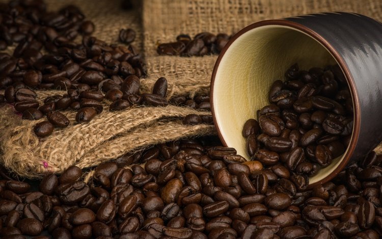 зерна, кофе, чашка, кофейные зерна, аромат, мешковина, grain, coffee, cup, coffee beans, aroma, burlap