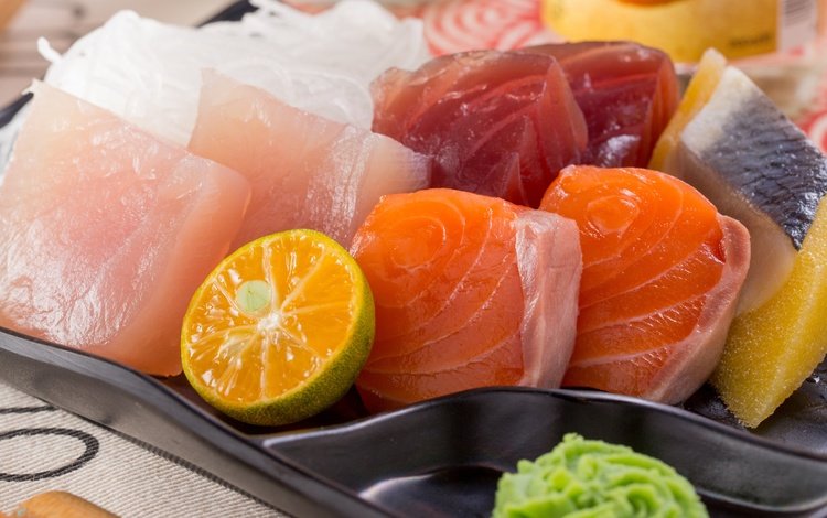 лайм, рыба, морепродукты, лосось, вассаби, lime, fish, seafood, salmon, wasabi