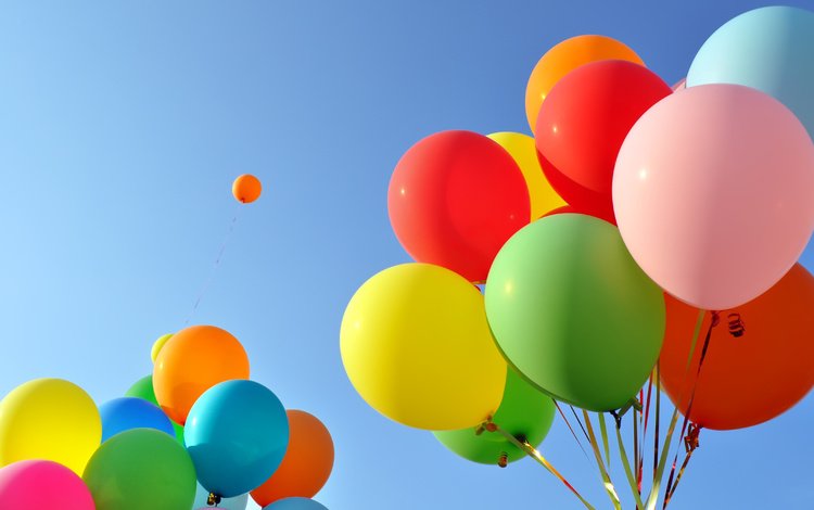 небо, шары, разноцветные, воздушные шарики, the sky, balls, colorful, balloons