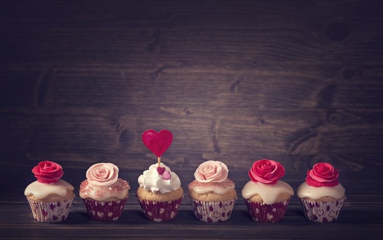 розы, еда, сердечко, украшение, выпечка, кексы, крем, roses, food, heart, decoration, cakes, cupcakes, cream