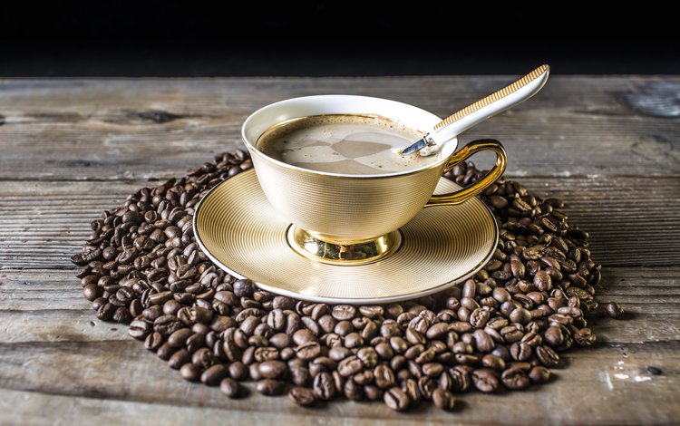 кофе, блюдце, чашка, кофейные зерна, аромат, coffee, saucer, cup, coffee beans, aroma