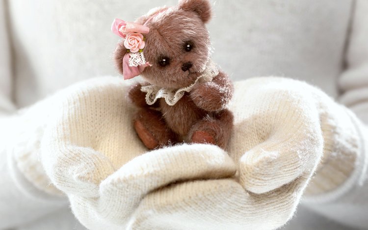 зима, девушка, мишка, игрушка, руки, варежки, плюшевый медведь, winter, girl, bear, toy, hands, mittens, teddy bear