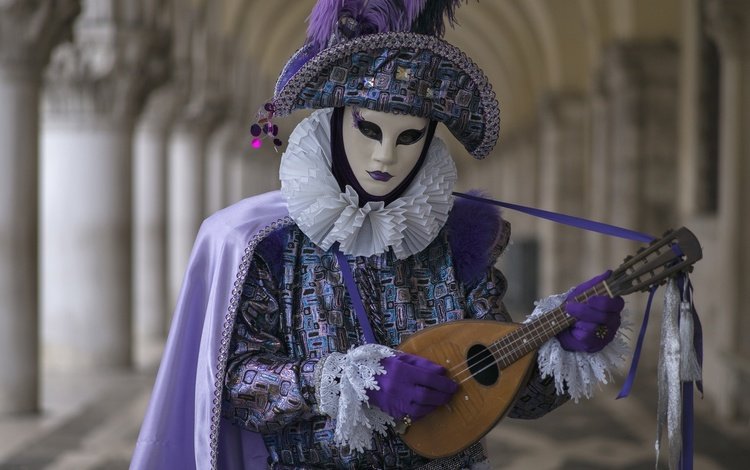 маска, костюм, карнавал, мандолина, mask, costume, carnival, mandolin