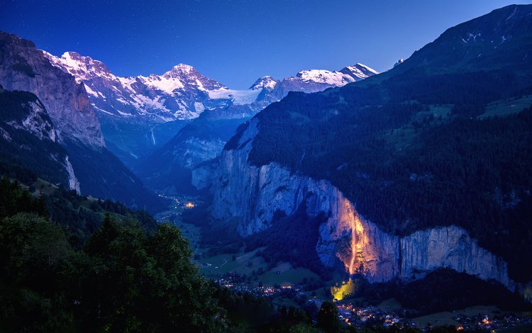 небо, ночь, горы, природа, швейцария, the sky, night, mountains, nature, switzerland