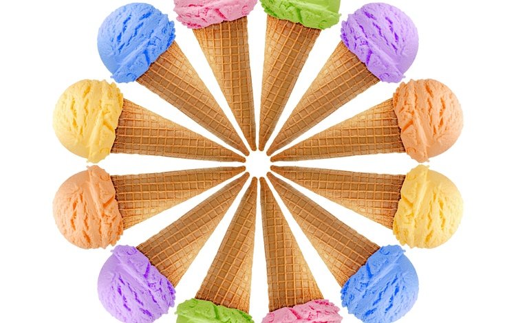 мороженое, белый фон, разноцветное, рожок, сладкое, десерт, вафли, дес, ice cream, white background, colorful, horn, sweet, dessert, waffles, des