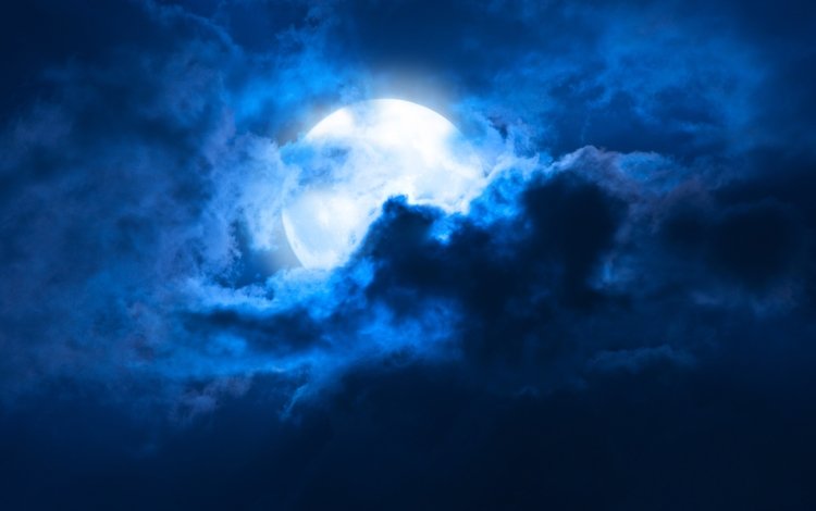 небо, облака, луна, полнолуние, the sky, clouds, the moon, the full moon